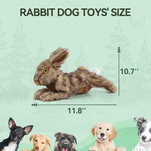 ALL FOR PAWS Rabbit Squeaky Doy Toy, Bunny Dog Toy for Medium Large Breed, Puppy Fetch Toy with Squeaker, Plush Chew Dog Toy, Classic Brown Rabbit-L - size: Large (Pack of 1)
