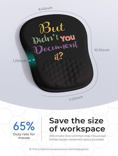 " But Didn't You Document It Funny Office Ergonomic Mouse Pad for Carpal Tunnel Pain Relief, 65% Usable Mouse Area, Memory Foam Wrist Rest for for Office, PC, Gaming - color: 05 But Didn't You Document It