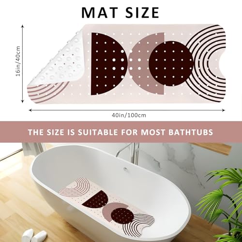 Rainbow Bathtub Mat Non Slip, Baby Bath Mat for Tub Rubber Tub Mat, Kids Bath Mats for Bathroom Modern Abstract Anti Slip Shower Mat with Suction and Drain Holes Machine Washable, 40″X16″ - color: B05, size: 40" x 16" (Rectangular)