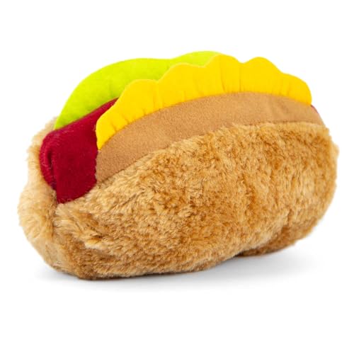 Jeffers Pet Plush Food Themed Dog Toy with Squeaker, 6 inch - Hotdog - color: Brown Hotdog