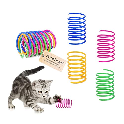 Andiker Cat Spring Toy, 12 Pc Colorful Cat Kicker Toys Interactive Cat Toys for Indoor Cats Swatting, Biting, Hunting to Kill Time and Keep Fit