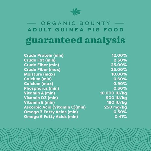 Oxbow Organic Adult Guinea Pig Food, Guinea Pig Pellets, Vitamin C, 3 lb | Organic Timothy Hay-Based Guinea Pig Pellets, Stabilized Vitamin C, Uniform Diet, Omega 3 & 6, Antioxidants, Made in USA