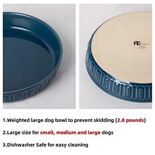 Shallow Dog Bowls, 10.5" Ceramic Large Food Plate for Small, Medium and Large Breeds, Non-Slip, Flat and Wide, Dishwasher Safe, Suitable for Dogs and Cats (Blue) - color: Blue, size: 10.5 inch