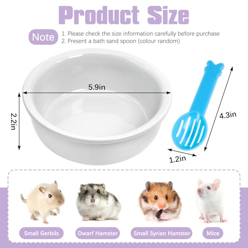 kathson Hamster Sand Bath Box Ceramic Small Animals Shower Bathtub Gerbil Litter Box Mice Bathroom Syrian Hamster Digging Sand Container Cage Accessories for LemmingsGerbil Mice (White) - color: White