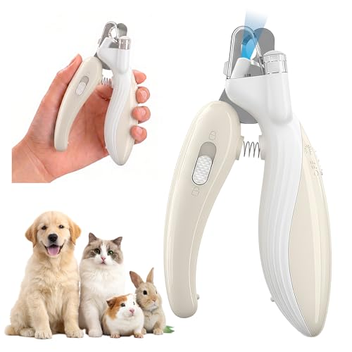 Cat & Small Dog Nail Clippers with LED Light, Illuminates the Nail Quick for Better Visibility, Pet Nail Trimmer with Safety Guard & Built-in Nail Catcher for Rabbits and Small Animals(Coffee Brown) - color: Coffeebrown