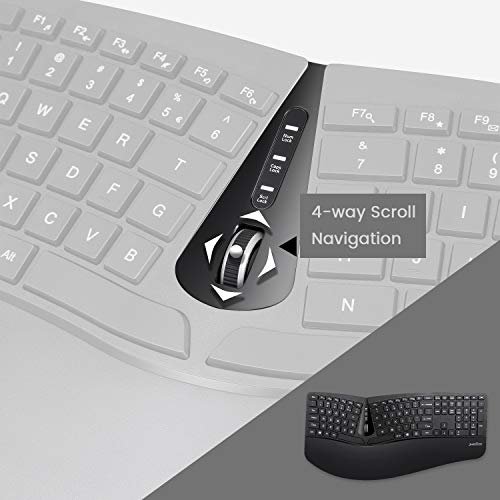 Perixx Periduo-605, Wireless Ergonomic Split Keyboard and Vertical Mouse Combo, Adjustable Palm Rest and Membrane Low Profile Keys, Black, US English Layout (11633) - style: Wireless