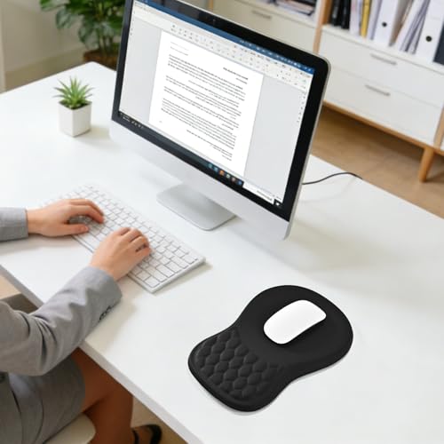 EooCoo Massage Ergonomic Mouse Pad with Dual-Slope Design Wrist Rest | Carpal Tunnel Relief, Memory Foam Wrist Rest, Non-Slip PU Base, Office Desk Accessories - color: Midnight Black