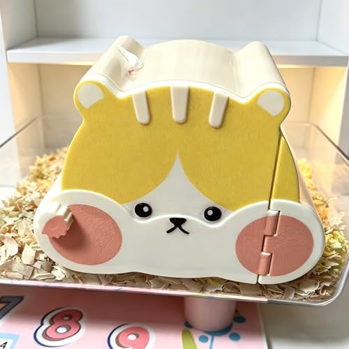 Magnetic Hamster Hideout with Clear Viewing Lid, Mount Hamster House for Syrian Hamsters, Dwarf Hamsters, Gerbils,Mice, Small Animal Hideaway Hut for Acrylic & Wire Cages,Yellow Pink4319-3 - color: Yellow Pink