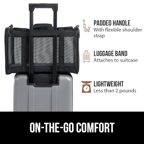 GORILLA GRIP Cat Carrier Travel Bag Up to 15 Lbs, Soft Collapsible Small Dog Carriers, Top and Side Entry Breathable Mesh, Grip Feet on Underside, Cozy Washable Waterproof Pad, Portable Kennel, Black - color: Black