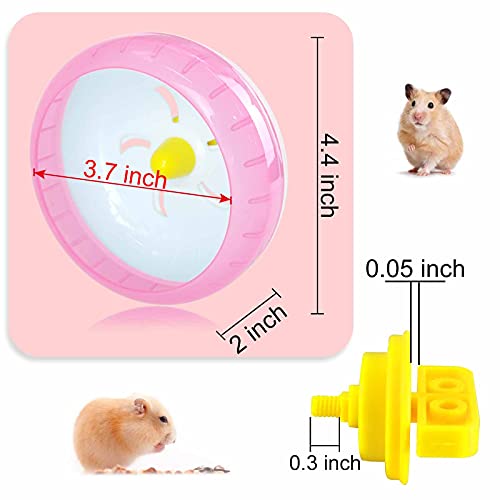 WishLotus Hamster Running Wheel, Silent Jogging Exercise Toy Hamsters Cage Accessory for Drawf Hamster Golden Silk Shih Tzu Bear (Pink) - color: pink,12cm