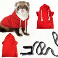 Small Pet Harness Vest and Leash Set Ferret Clothes Hoodies for Ferrets for Outdoor Walking Rabbit Ferret Guinea Pig Bunny Hamster Puppy Kitten (red Clothes + Leash) - color: red clothes + leash