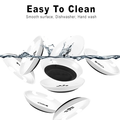 Cat Bowls,No Spill Whisker Fatigue Kittens Food Bowl with Anti-Slip Silicone,Ceramic Cat Dishes for Food Water and Wet and Dry,Shallow Plates Set for Indoor Cats,Small Dogs(6 Pack)