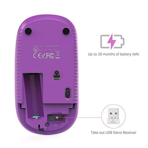 VssoPlor Wireless Mouse, 2.4G Slim Computer Laptop Mouse, Gradient Purple | Portable Mouse, Plug & Play USB Nano Receiver, Quiet Silent Optical Mice for Notebook, PC, Laptop, Computer, Windows, Mac - color: Gradient Purple