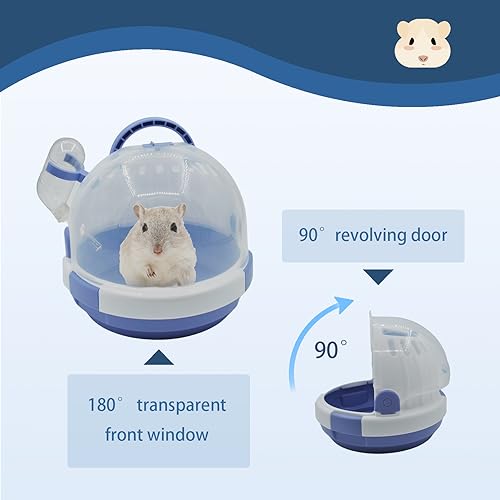 Hamster Carrier Cage Portable Cages Small Animals Carry Travel Case with Water Bottle Plastic Breathable Guinea Pig Outgoing Cage for Dwarf Hamster Ferret Chinchillas Hedgehog (Blue) - color: 【Blue】