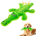 No Stuffing Dog Squeak Toys, Chew Toys for Small, Large Puppies Crocodile | Durable Plush Puppy Teething Toys, Interactive to Keep Pets Busy, Toss Fetch Tug Play, Best Birthday Gift - color: Green