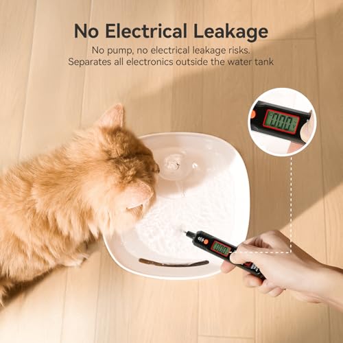 Cheerble Pumpless Cat Water Fountain, 2L/67oz Automatic Pet Fountain, Elfin E1 Lite Cat Fountain for Drinking, MagDrive™ Technology, Continuous Flow Mode, BPA-Free (White, E1 Lite) - color: White, size: E1 Lite Fountain