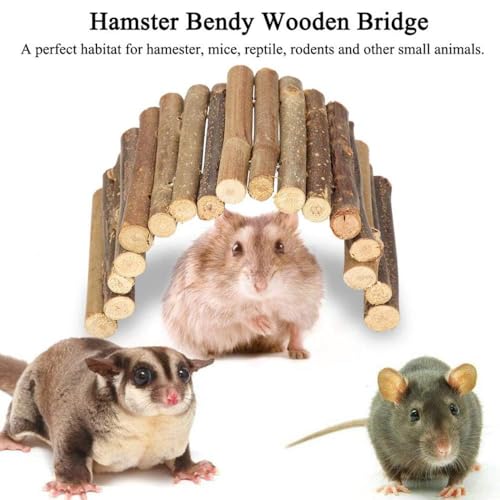 PINVNBY 8 PCS Hamster Wooden Ladder Bridge Tunnel Hide, Hamster Cage Accessories for Chinchillas Guinea Pigs Mouse Rat Ferre, Rodents Natural Hideout for Small Animals - color: 8 PCS, Fruitwood