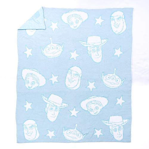 Jay Franco Disney Pixar Toy Story Feather Knit Fluffy Throw Blanket - Woody and Buzz Lightyear Fuzzy Blanket Measures 50 x 60 inch | Super Soft Lightweight Bedding - color: Blue - Toy Story