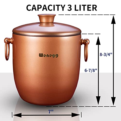 Ice Bucket with Lid, Scoop, Tongs and Strainer - Well Made Insulated Stainless Steel Keep Ice Frozen Longer - Ideal for Cocktail Bar, Parties, Chilling Wine, Champagne - 3 Liter (Copper) - color: Copper