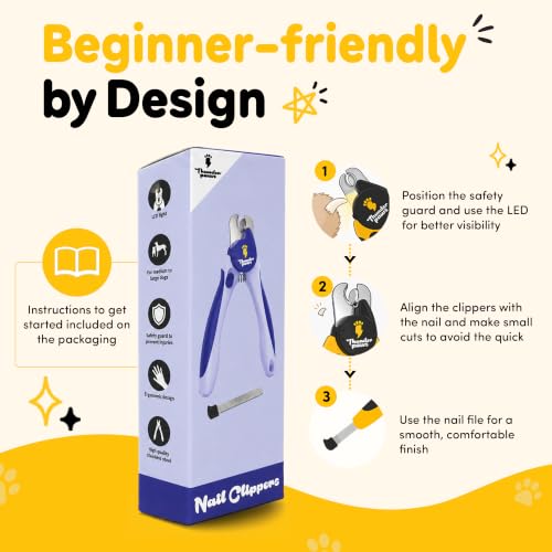 LED Dog Nail Clippers with Light Illumination, Trimmers with Protective Guard, Safety Lock and Nail File - Suitable for Large and Small Dogs & Cats (Blue) - color: Blue, size: Medium-Large (LED)