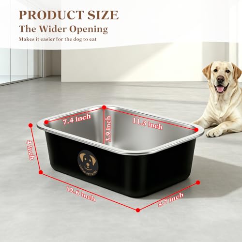 1.25 Gallons Large Stainless Steel Dog Water Bowl, High Capacity Metal Dog Food Bowls, Outdoor Dog Bowl Food and Water, X-Large, and Big Dogs & Cat, Black - size: 1.25 Gal-Black