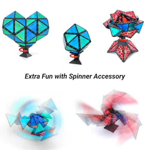 TOSY Magnet Pyramid - 1 Fidget Cube Transforms into 1 Billion Shapes, 243 Rare Earth Magnets, Glowing, Holographic Design, Spinner Accessory, Gift for Christmas Birthday (Set of 1 Stone 1 Glow) - color: Mixed Set (1 Stone 1 Glow)