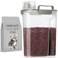 LEAWALK 5-7Lbs Cat Dog Pet Food Storage Container with Large Nozzle Design/4 Safety Buckles/Double-Layer Sealing Strips/Handle/Measuring Cup is Easy to Clean and Does -Khaki - color: Khaki, size: 5L-1pack