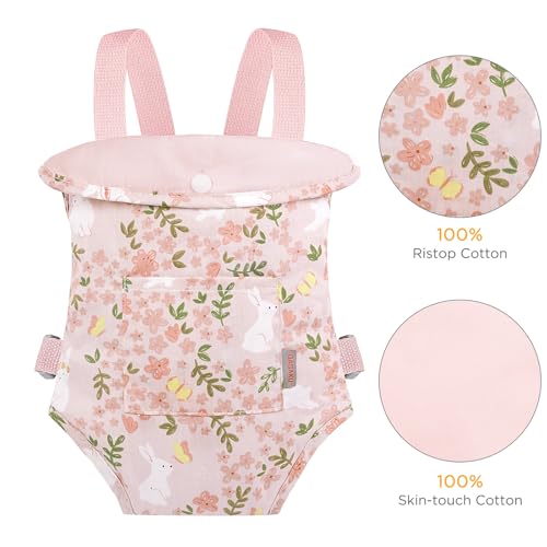 GAGAKU Doll Carrier, Reborn Baby Doll Accessories, Dolls Carrier Pretend & Role Play Toy for Kids Ages 3+ Toddlers - Pink - Rabbit Garden - color: 6_pink Rabbit Garden