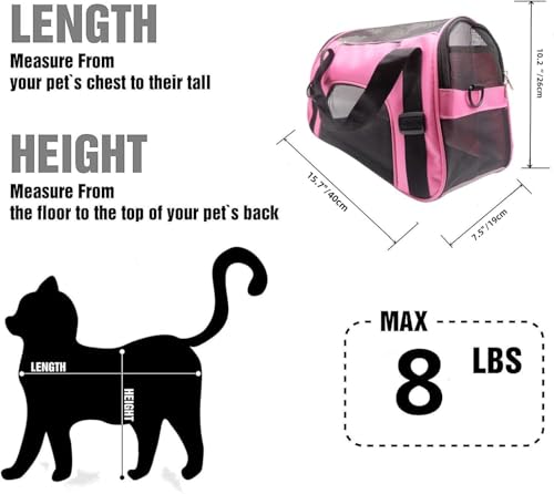 ZaneSun Cat Carrier,Soft-Sided Pet Travel Carrier for Cats,Dogs Puppy Comfort Portable Foldable Pet Bag Airline Approved (LightPink) - color: LightPink