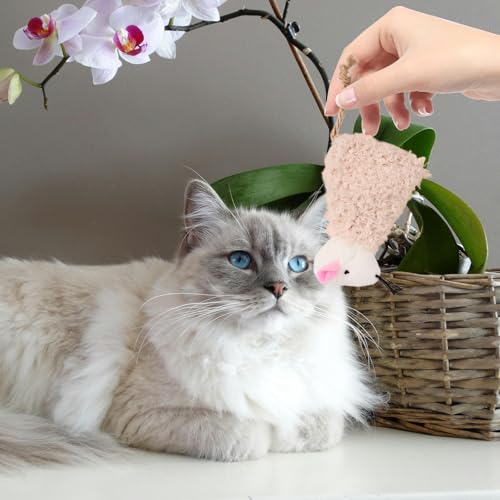 Ipetboom Refillable Catnip Cat Toys, 3pcs Cat Chewing Toys Cartoon Mouse Shaped Pet Plush Cartoon Doll for Kittens Teething and Playtime Fun
