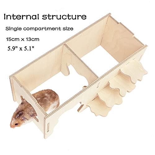 Hamster Wooden Houses with Steps, Hamster Hideout, Multi Chamber Room for Hamster Syrian Mice Gerbils Mouse Dwarf