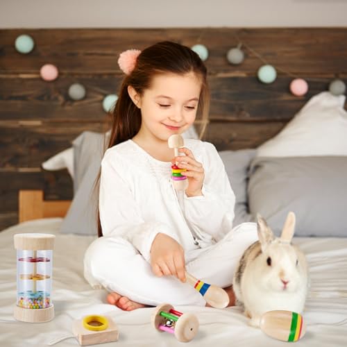 AOWPFVV Wooden Bunny Toys,Safe Rabbit Toys for Guinea Pigs,Small Animals