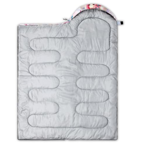 HOSIMA Dear Hunting Pattern Cold Weather Sleeping Bags for Kids Adults. | Black Light Weight Waterproof Sleeping Bags for Outdoors Hiking - color: Pink-b