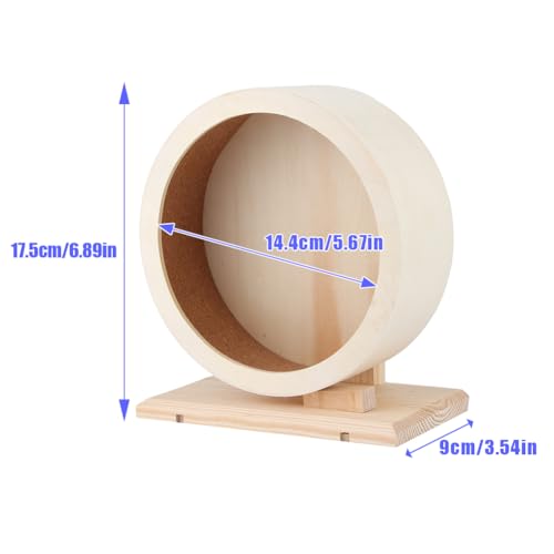 Tiiyee Wooden Hamster Exercise Wheel, Silent Silent Running Wheel Wooden Small Pets Quiet Spinner Play Toy Cage Accessories for Dwarf Syrian Hamster Rat Gerbil Mice Guinea Pigs(S)