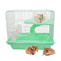 2-Tier Portable Hamster Cage and Habitats,Travel Metal Mouse Cages with Free Water Bottle,Houses and Exercise Wheel for Any Breed of Hamster and Small Animal (14.6x11.0x11.8inch Green) - color: 【Green】