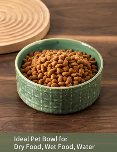 Ceramic Dog Bowl, 6.5 inch Pet Dog Food Bowl Water Bowls, Dogs Dish for Middle and Small Dogs, Puppy, Green - color: Green