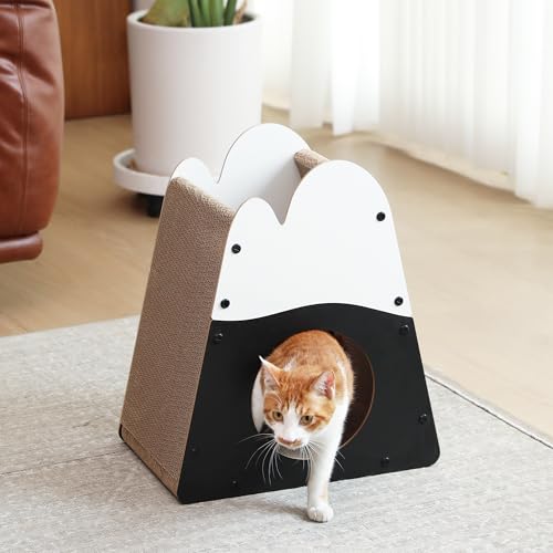 FUKUMARU Cardboard Cat Scratcher, 19.5 Inch Cat Scratching House Indoor | Mountain Shape Vertical Cat Scratcher, Durable Cat Scrathing Pad Board, Kitten Scratching Post for Large Cat, Safe & Secure