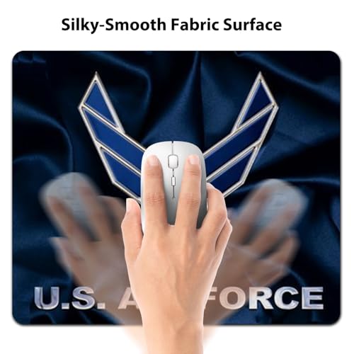 US Air Force Patriotic Military Mouse Pad, Navy Blue Satin Art Desk Mat | American Armed Forces,9.5"x 7.9", Cute Smooth & Anti-Slip Mousepad, USAF Veteran Gift - color: Navy Blue