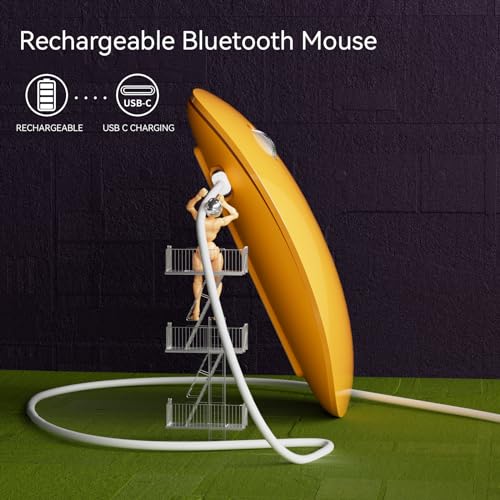 TENMOS M18 Bluetooth Mouse, USB C Rechargeable Wireless Mouse,Silent-Orange | Tri-Mode BT5.1/5.0+2.4G, Quiet Click, Portable, Battery Level Visible, USB Receiver,Type C Adapter, for Laptop/MacBook/iPad - color: orange