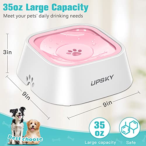 UPSKY 35oz No-Spill Pet Water Bowl, Slow Water Feeder for Dogs and Cats | Splash-Proof Bowls, Slow Drinking Pet Dish, Easy-Clean Dishwasher Safe, Portable For Travel - color: Pink