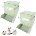 2 Pcs Metal Small Animal Feeder for Cages, Large Capacity Food Dispenser with Lid, Great for Rabbits, Guinea Pigs, Chinchillas,Chicken and Other Small Animals(4.7 Inches,Light Green)