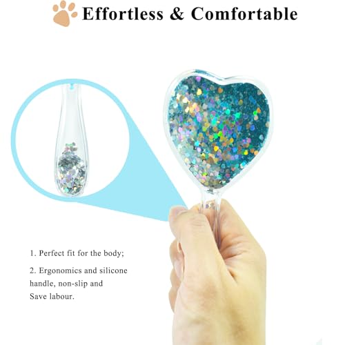 Small Dog Brush, Soft Brush for Shih Tzus, Yorkies, Maltipoos, Maltese, Love Shape Puppy Massaging Hair Comb for Small Dogs Cats Rabbits of All Hair Types (Glitter Blue) - color: Glitter Blue