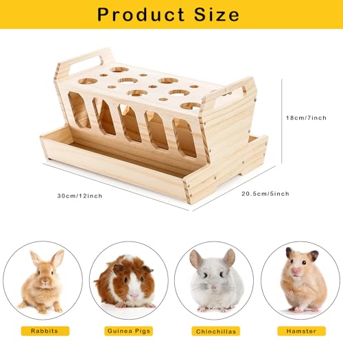 Rabbit Hay Feeder, Large Capacity Wooden Hay Feeder for Rabbits Guinea Pigs Chinchillas, Pet-self Feeding Hay Manager Alfalfa Timothy Dispenser Grass Holder Carrot Feeders for Bunny