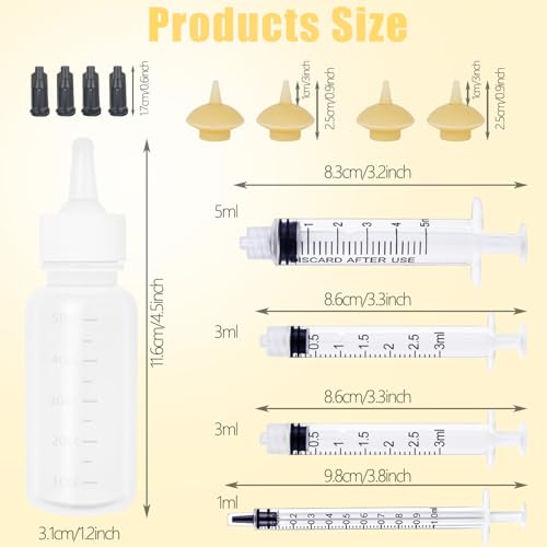 Mini Pet Feeding Bottle and Syringes with Nipples for Small Cat Dog Animals,Kittens, Puppies, Rabbits, Small Animals, Squirrel (Model 5) - size: model5
