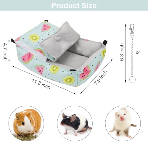 Wontee Guinea Pig Bed Warm Hammock Snuggle Bed for Young Guinea Pig Small Ferret Rat Sugar Glider Squirrel (Green) - color: Green