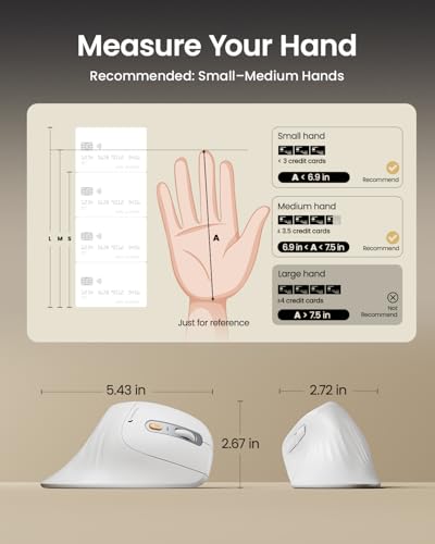 ProtoArc EM11 NL Wireless Ergonomic Vertical Mouse, White | 58° vertical design supports a natural wrist posture; connect 3 devices via Bluetooth/2.4G USB-A; 500mAh USB-C rechargeable. - color: White