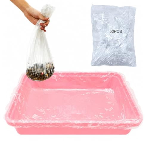 Disposable Rabbit Cage Liners, 50 Pcs Small Animal litter box Liner Bags | Quick Cleanup Leak-Proof Transparent Elastic Opening Pet Toilet Tray Film for Bird Guinea Pig Bunny Chinchilla - size: L+W+D<34 inches