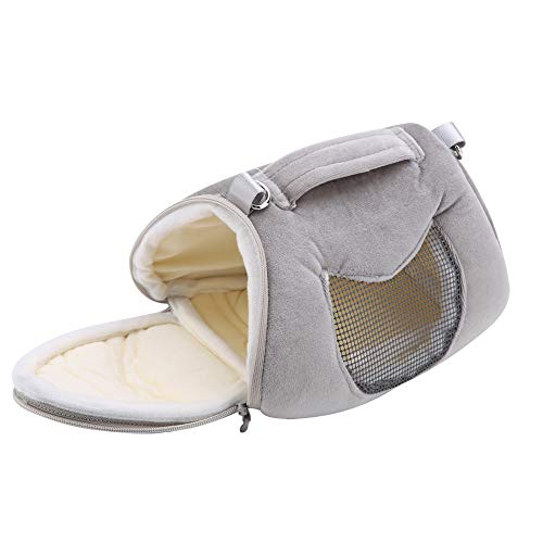 Breathable Small Pet Carrier Bag, Pet Carrying Bag for Hamster Gerbil Rat Ferret, Mesh Ventilated Travel Outdoor Bag with Shoulder Strap for Small Animals (Grey) - color: Grey