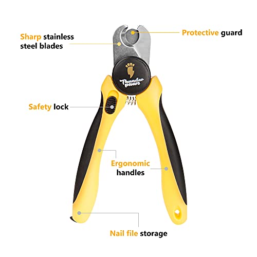 Professional-Grade Nail Clippers for Dogs Nail Trimmer with Safety Guard and Nail File - Nail Clippers for Large Dogs - Dog Nail Clipper Toenail Clippers (Yellow, Medium-Large) - color: Yellow, size: Medium-Large (no LED)
