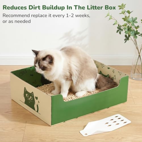 SOUJOY 8 Pcs Disposable Litter Boxes for Cats, Travel Litter Box with Scoop, Double Layer Waterproof Litter Tray for Cats Small Pets, 14.8 x 11.6 x 4.7inch